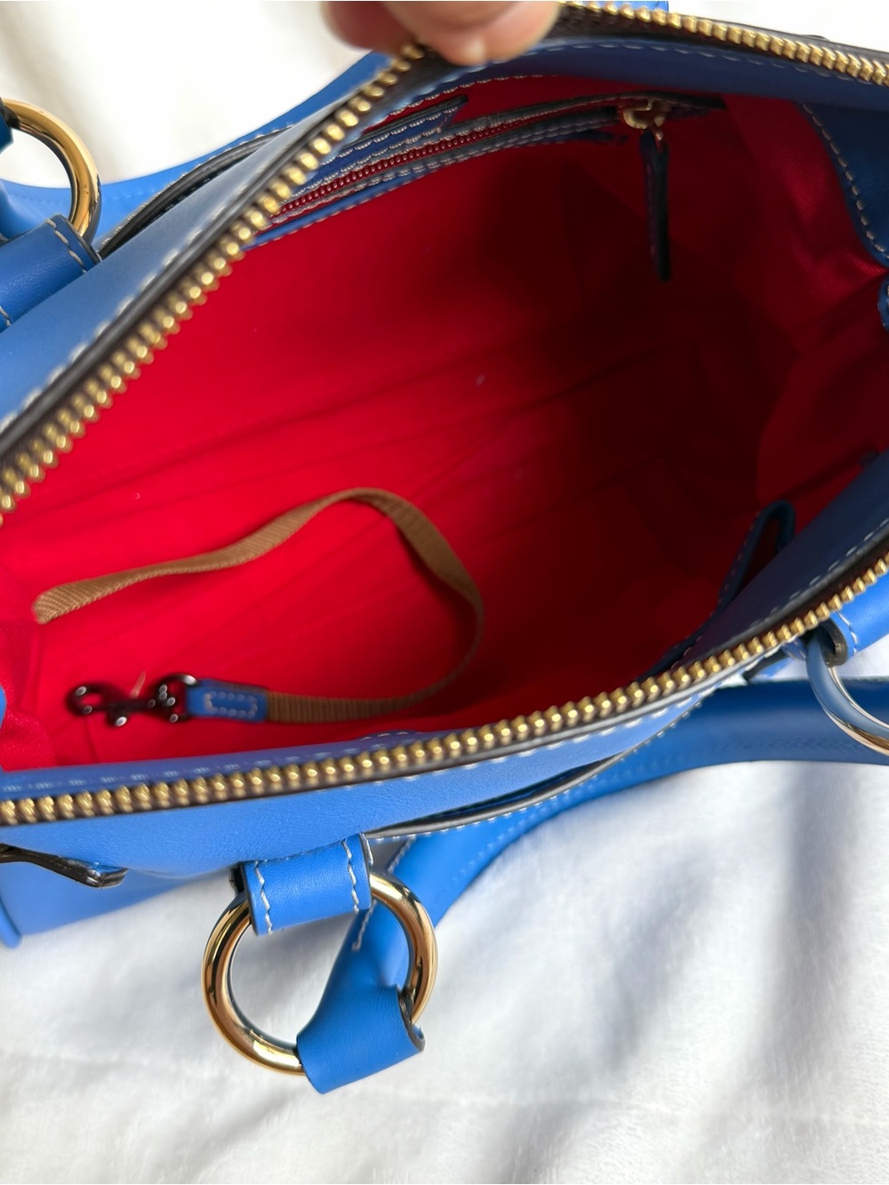 Dooney & Bourke Marine Blue Penrose Satchel 30 With Pocket Italian Leather Bag - Picture 7 of 11